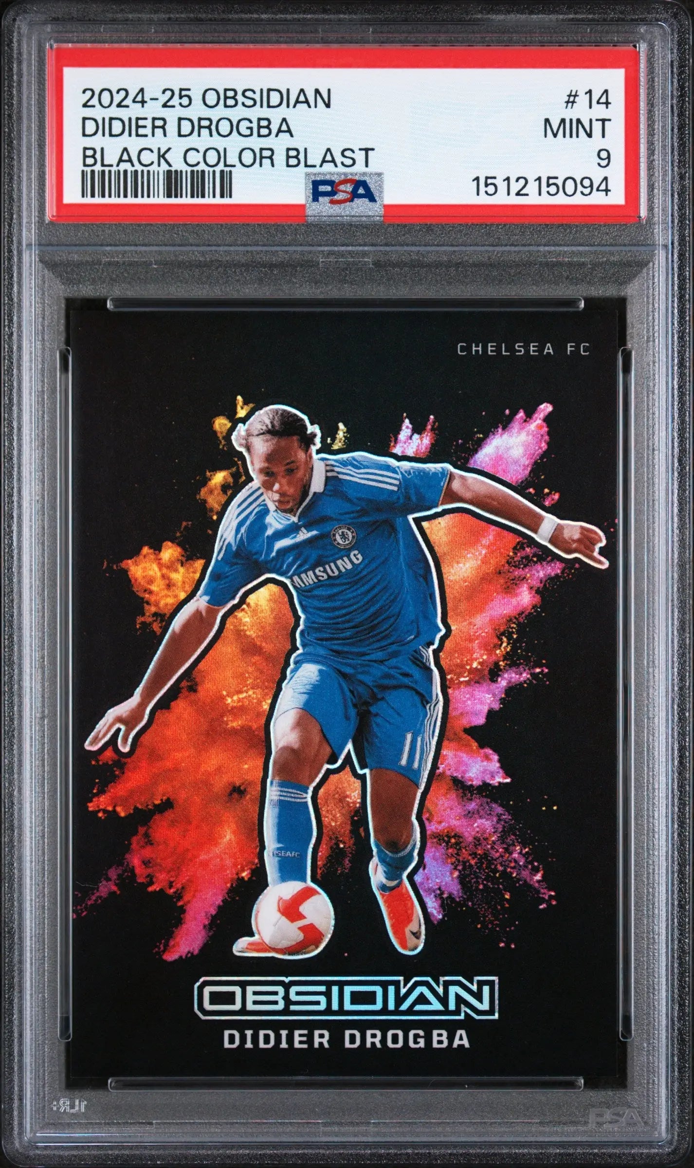 2024-25 Panini Obsidian Black Color Blast Didier Drogba PSA 9 
