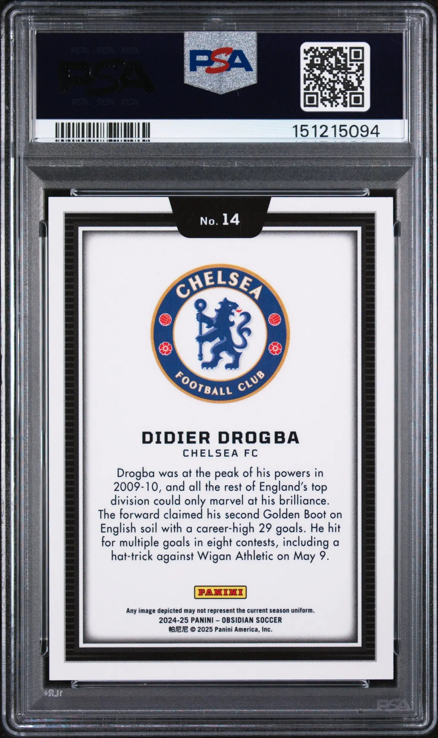 2024-25 Panini Obsidian Black Color Blast Didier Drogba PSA 9 