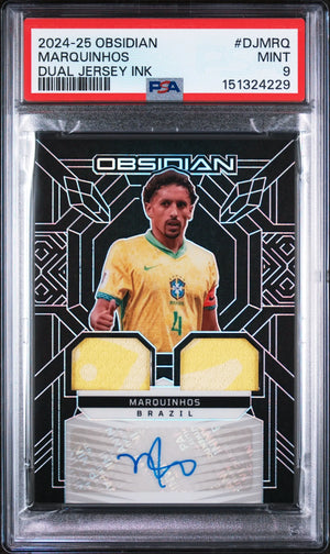 2024-25 Panini Obsidian Dual Jersey Ink Marquinhos #DJMRQ /49 PSA 9 