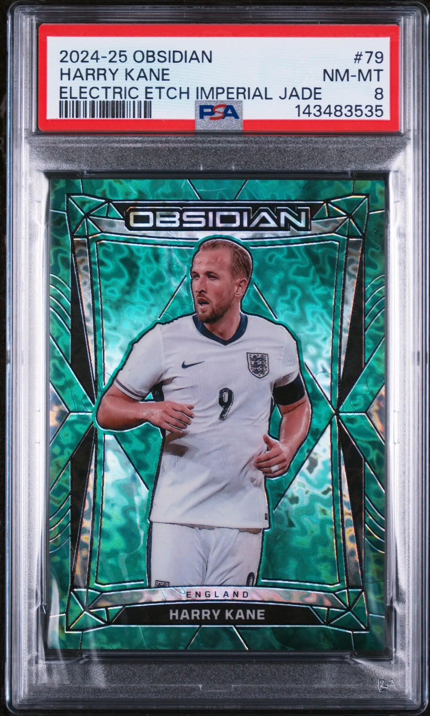 2024-25 Panini Obsidian Electric Etch Imperial Jade Harry Kane /26 PSA 8 