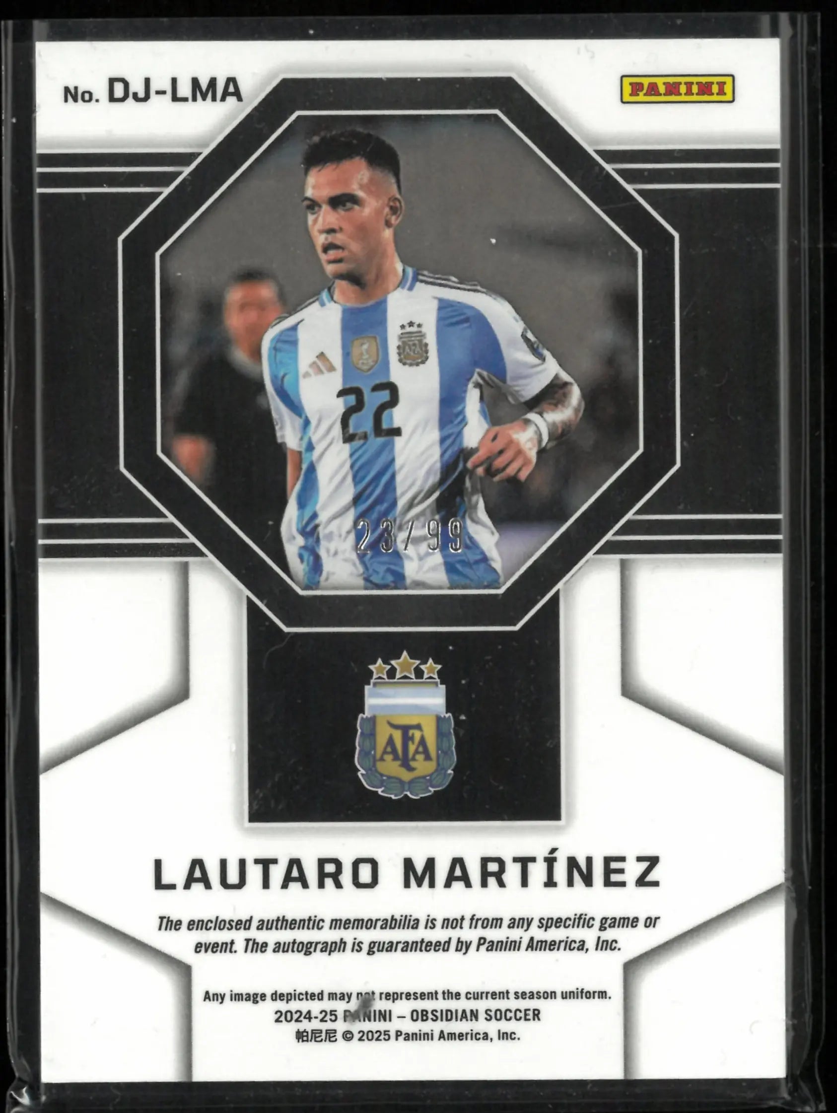 2024-25 Panini Obsidian Patch Autograph Lautaro Martinez /99 Auto 