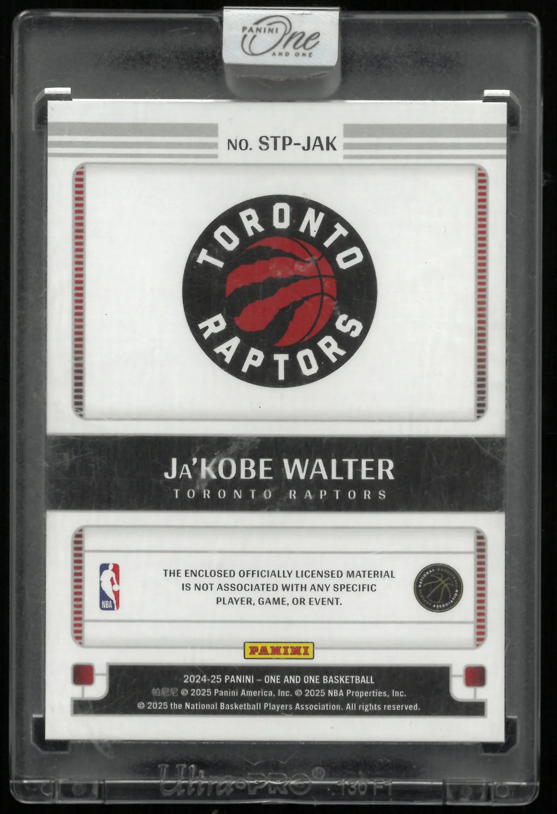 2024-25 Panini One And One Rookie Patch Ja'Kobe Walter /10 RC 