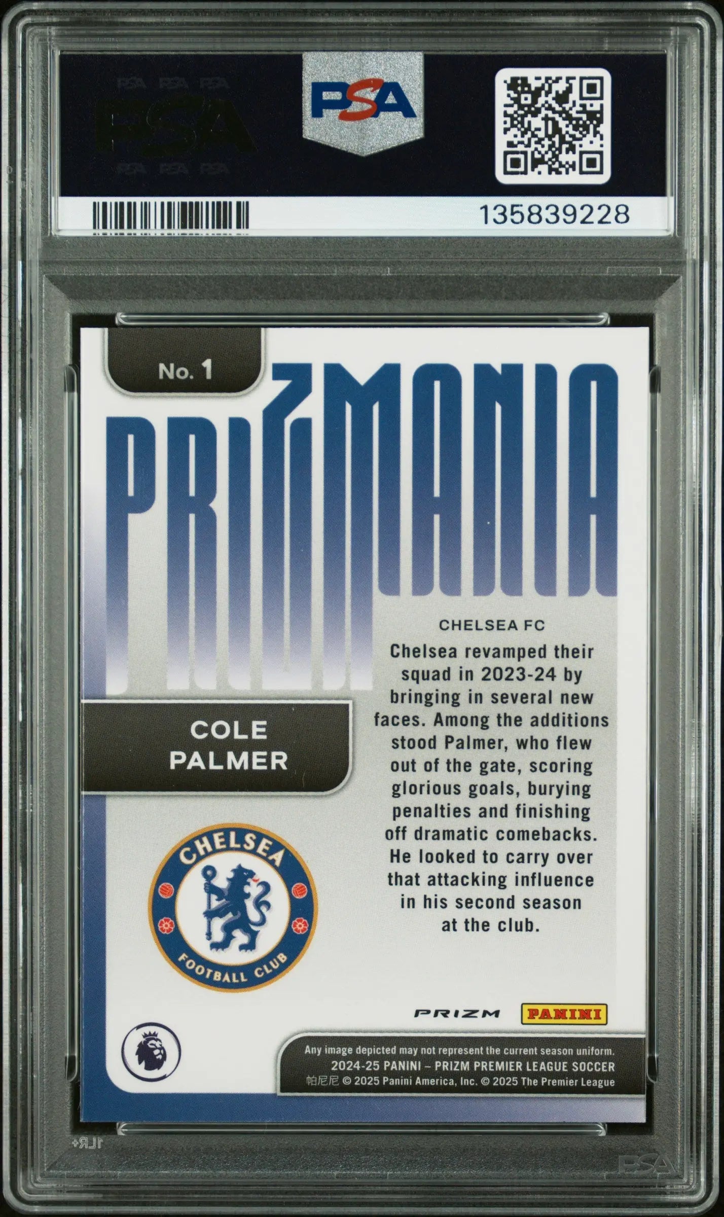 2024-25 Panini Prizm Premier League Prizmania Cole Palmer #1 PSA 9 