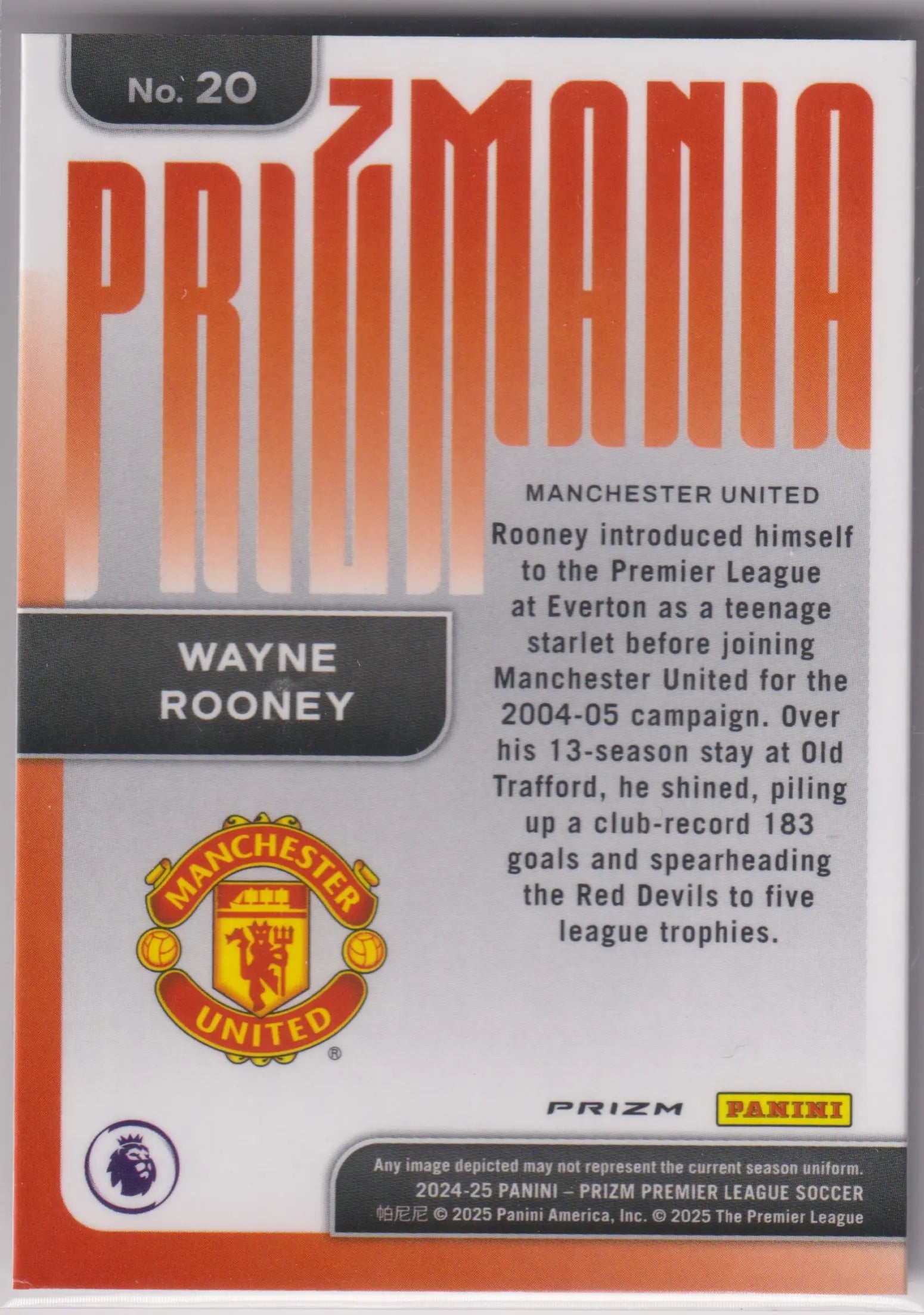 2024-25 Panini Prizm Premier League Prizmania Wayne Rooney 