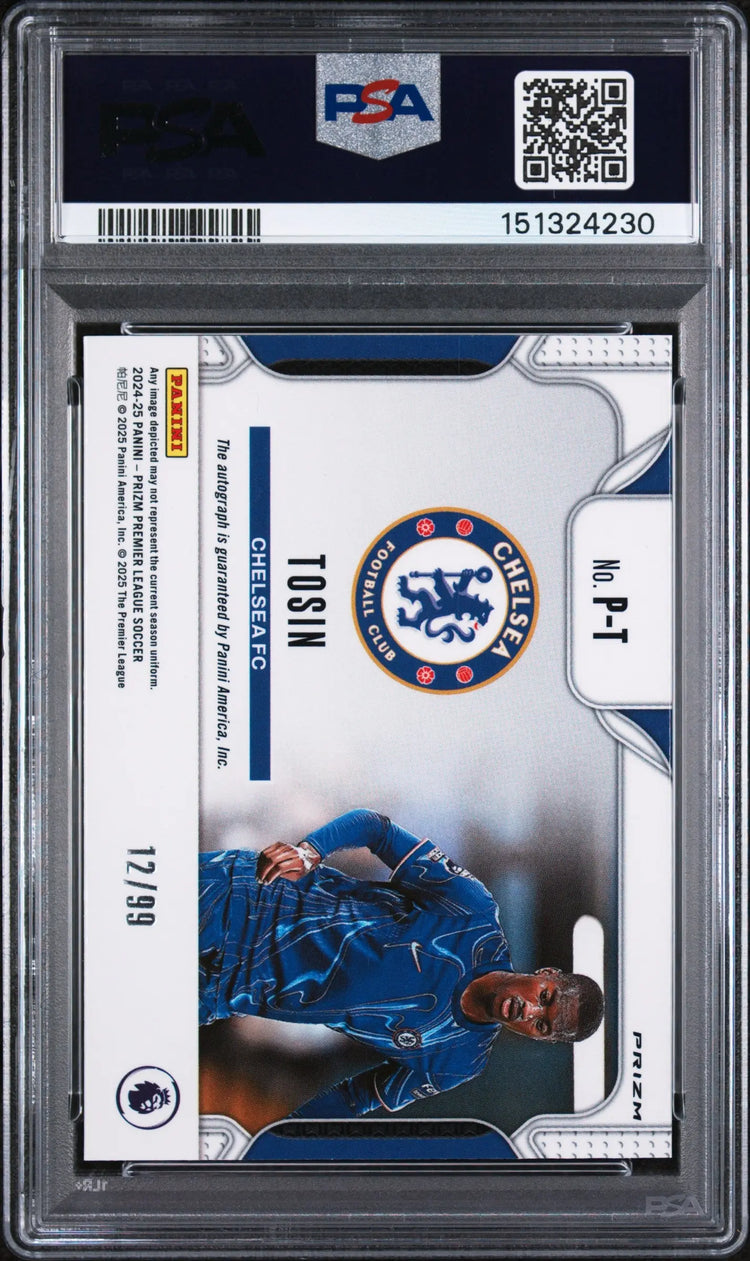 2024-25 Panini Prizm Premier League Silver Penmanship Auto Tosin #PT /99 PSA 8 