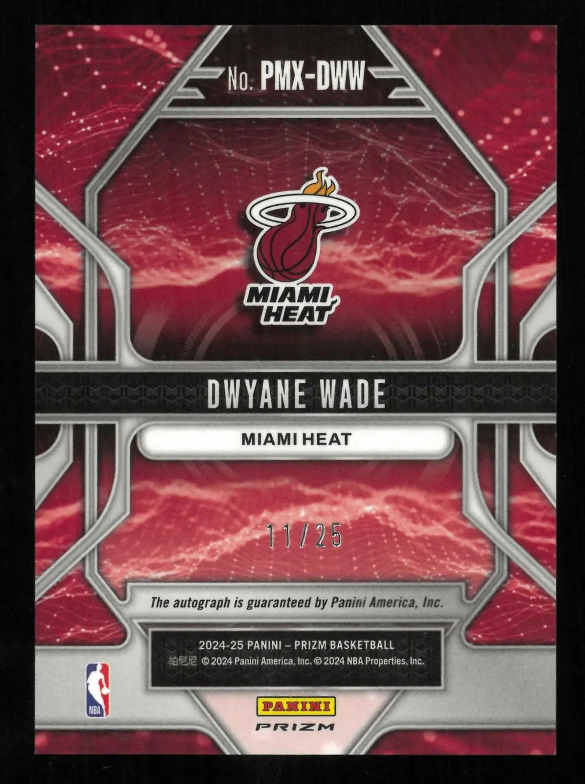 2024-25 Panini Prizm Prizmatrix Autograph Dwyane Wade Auto Red Shimer /25 