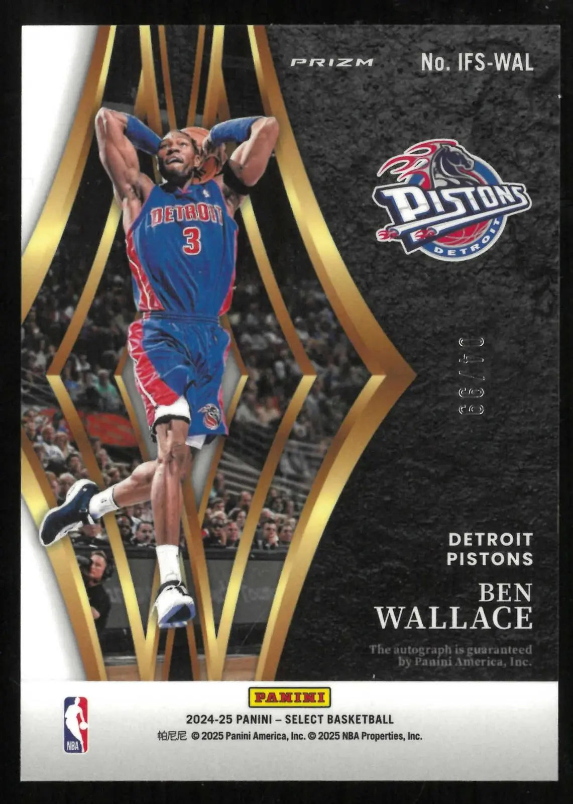 2024-25 Panini Select Basketball In Flight Autograph Ben Wallace Auto /99 