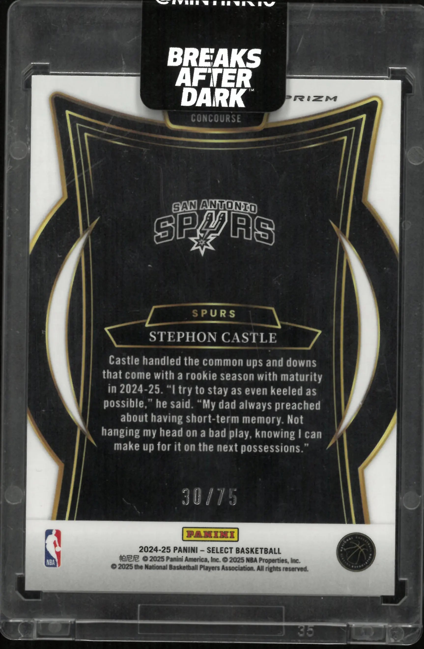 2024-25 Panini Select Concourse Stephon Castle RC Rookie White /75 