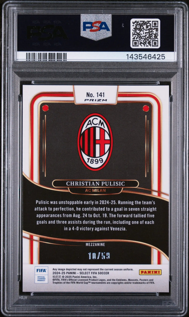 2024-25 Panini Select FIFA Christian Pulisic Red Wave /59 PSA 9 