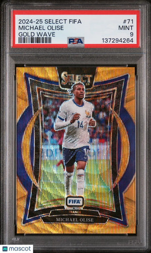 2024-25 Panini Select FIFA Gold Wave Michael Olise #71 /10 PSA 9 