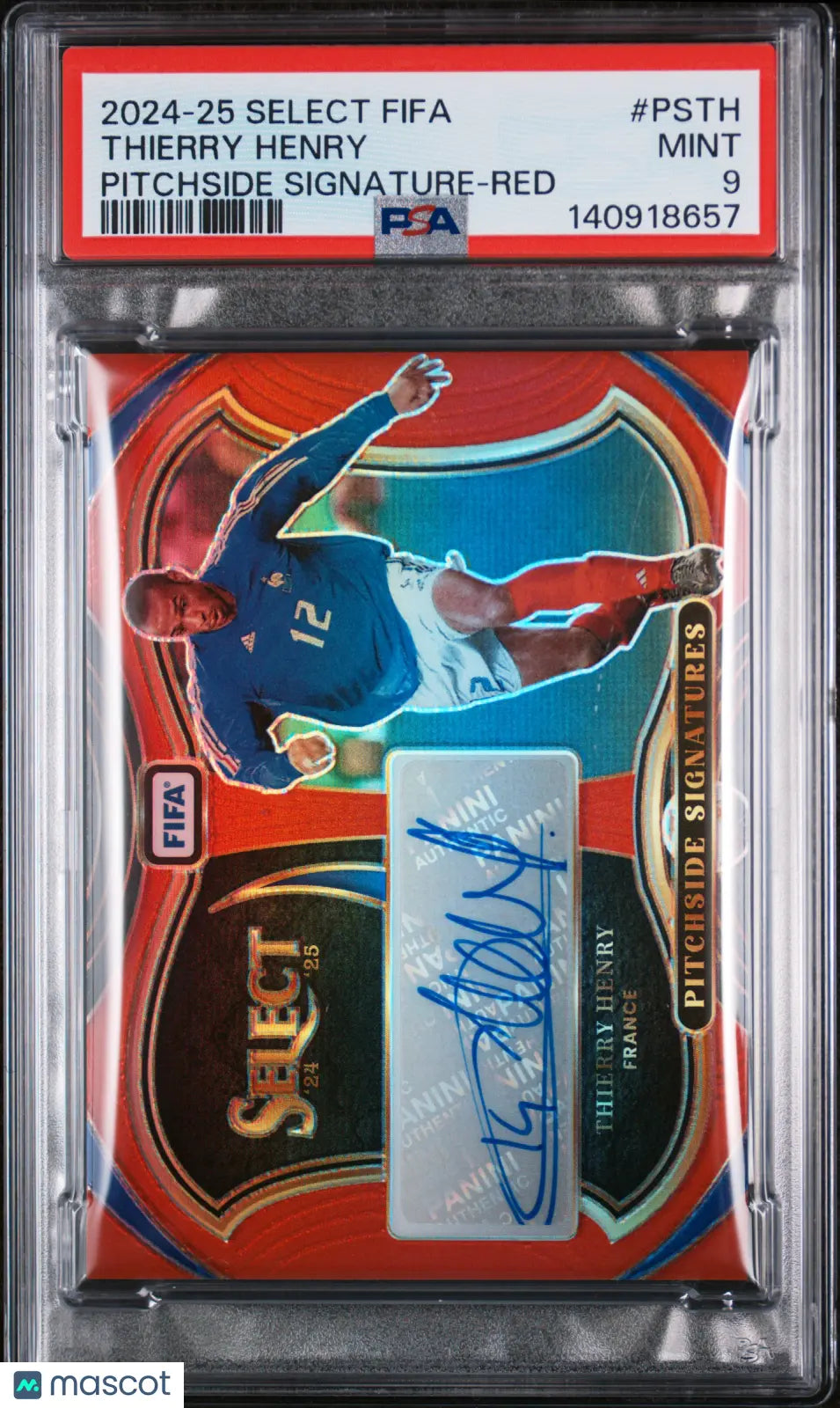 2024-25 Panini Select FIFA Pitchside Signatures Thierry Henry #PSTH Red PSA 9 