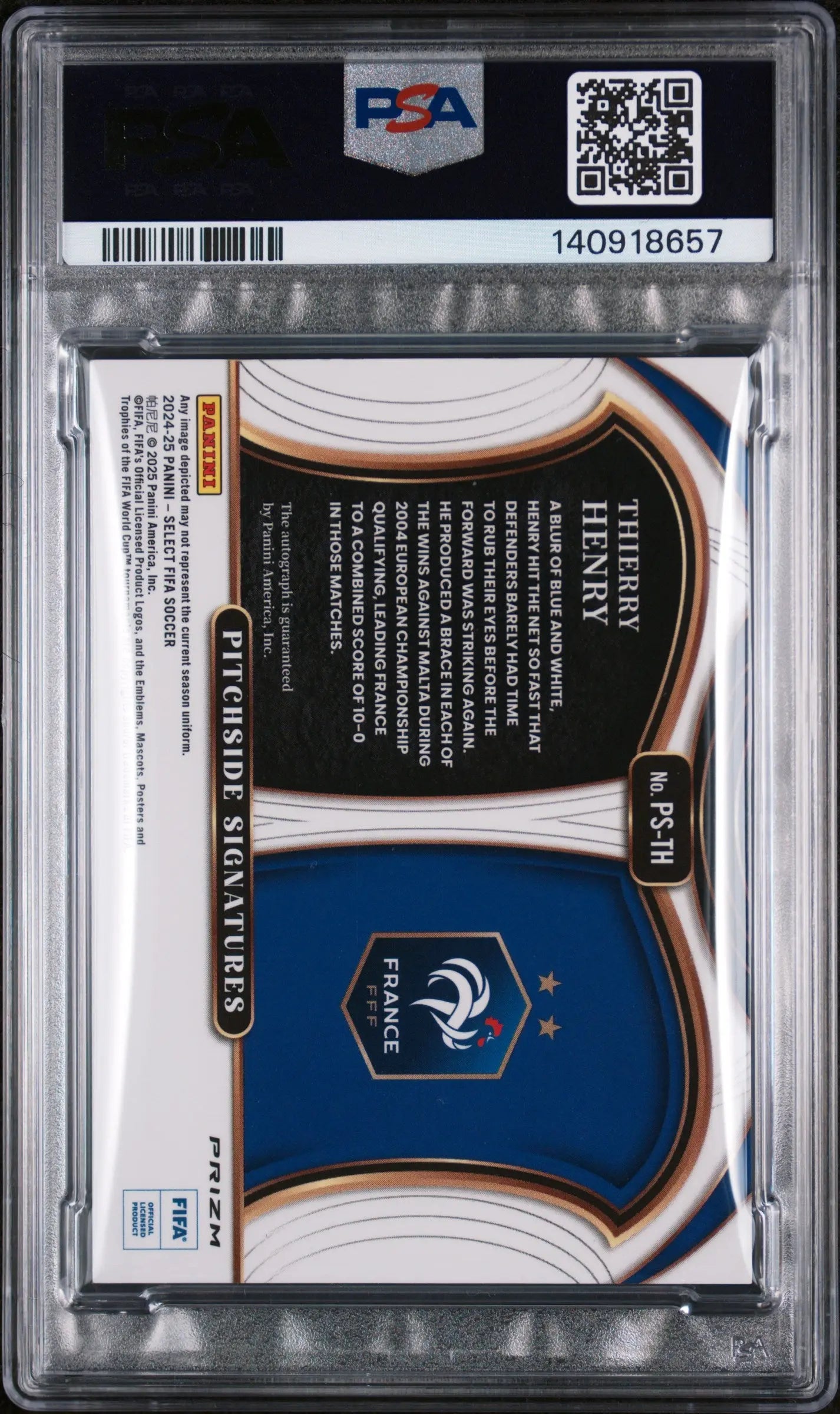 2024-25 Panini Select FIFA Pitchside Signatures Thierry Henry #PSTH Red PSA 9 