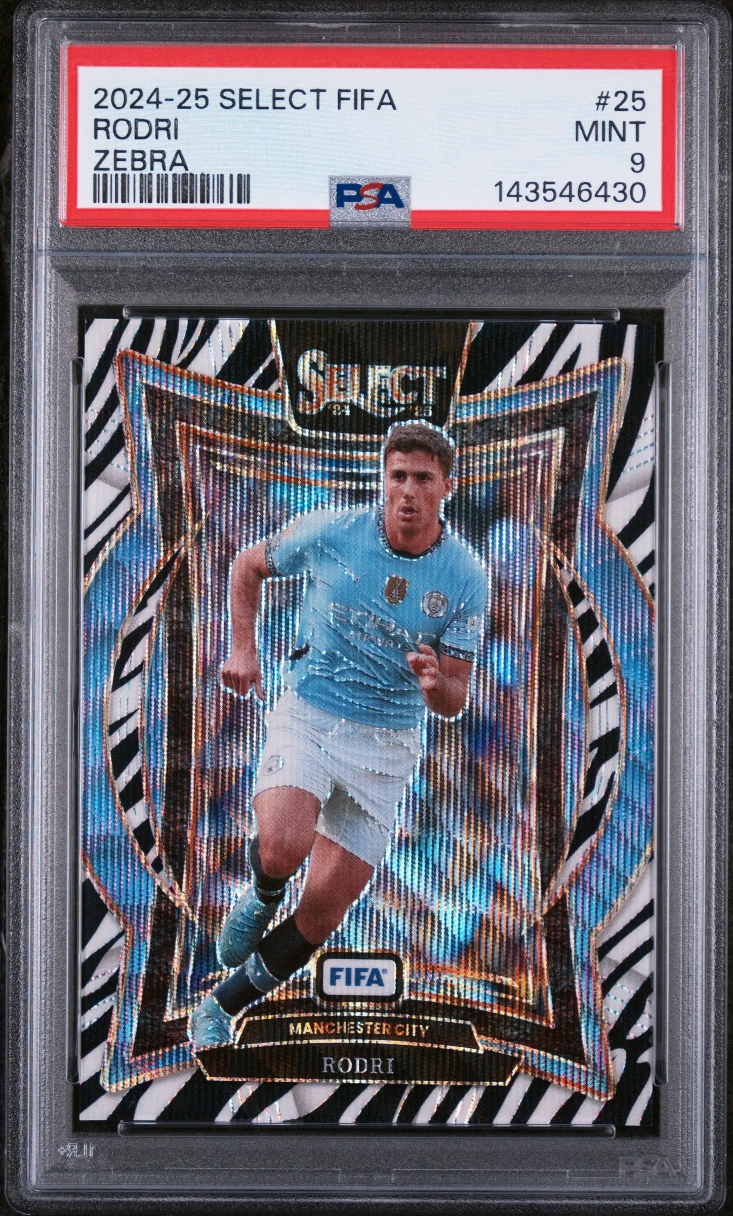2024-25 Panini Select FIFA Rodri Zebra SP PSA 9 