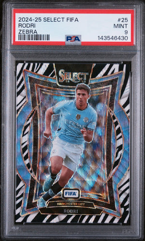 2024-25 Panini Select FIFA Rodri Zebra SP PSA 9 