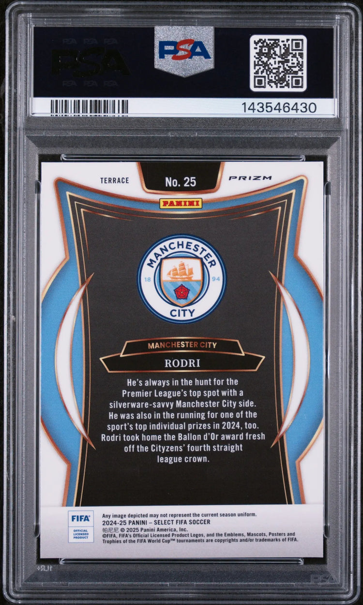 2024-25 Panini Select FIFA Rodri Zebra SP PSA 9 