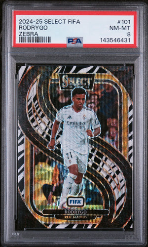 2024-25 Panini Select FIFA Rodrygo Zebra 70 PSA 8 