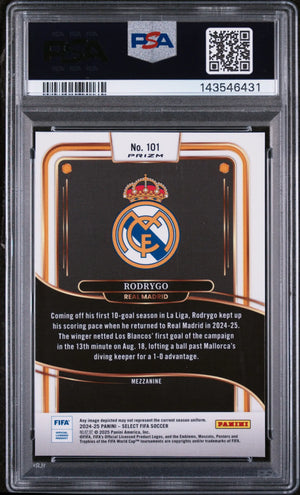 2024-25 Panini Select FIFA Rodrygo Zebra 70 PSA 8 