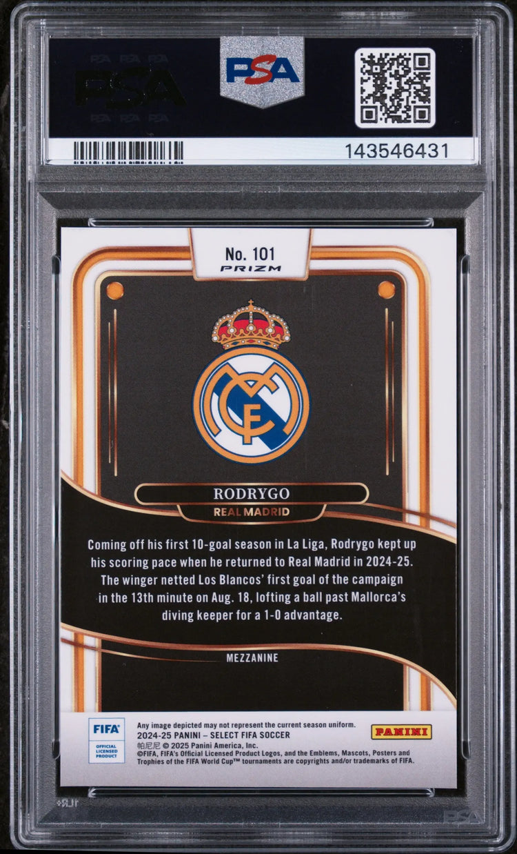 2024-25 Panini Select FIFA Rodrygo Zebra 70 PSA 8 