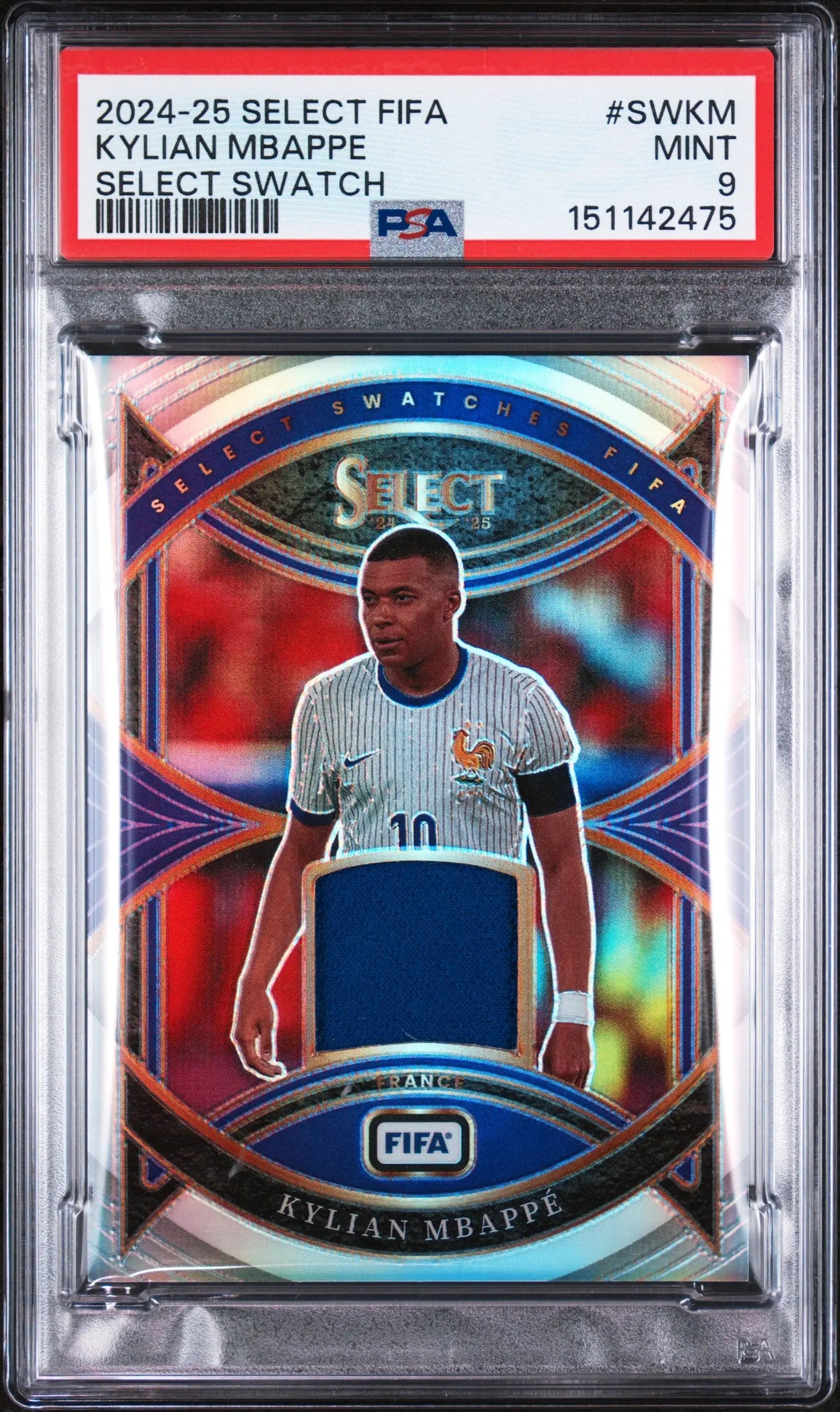 2024-25 Panini Select FIFA Select Swatches Patch Kylian Mbappe PSA 9 