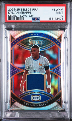 2024-25 Panini Select FIFA Select Swatches Patch Kylian Mbappe PSA 9 