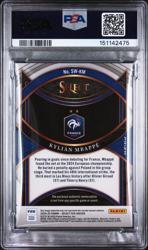 2024-25 Panini Select FIFA Select Swatches Patch Kylian Mbappe PSA 9 