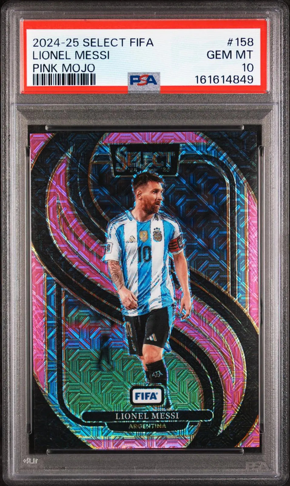 2024-25 Panini Select FIFA Soccer Lionel Messi Pink Mojo /299 PSA 10 Pop. 1 