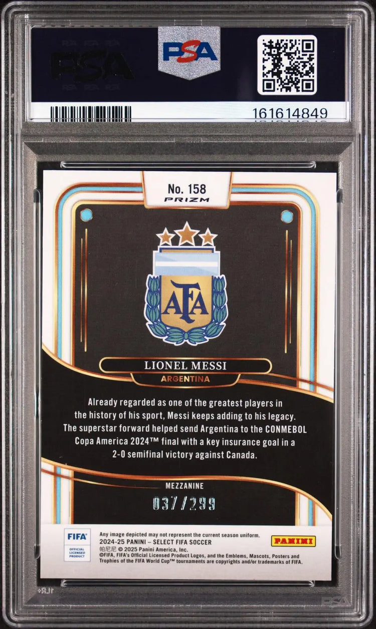 2024-25 Panini Select FIFA Soccer Lionel Messi Pink Mojo /299 PSA 10 Pop. 1 
