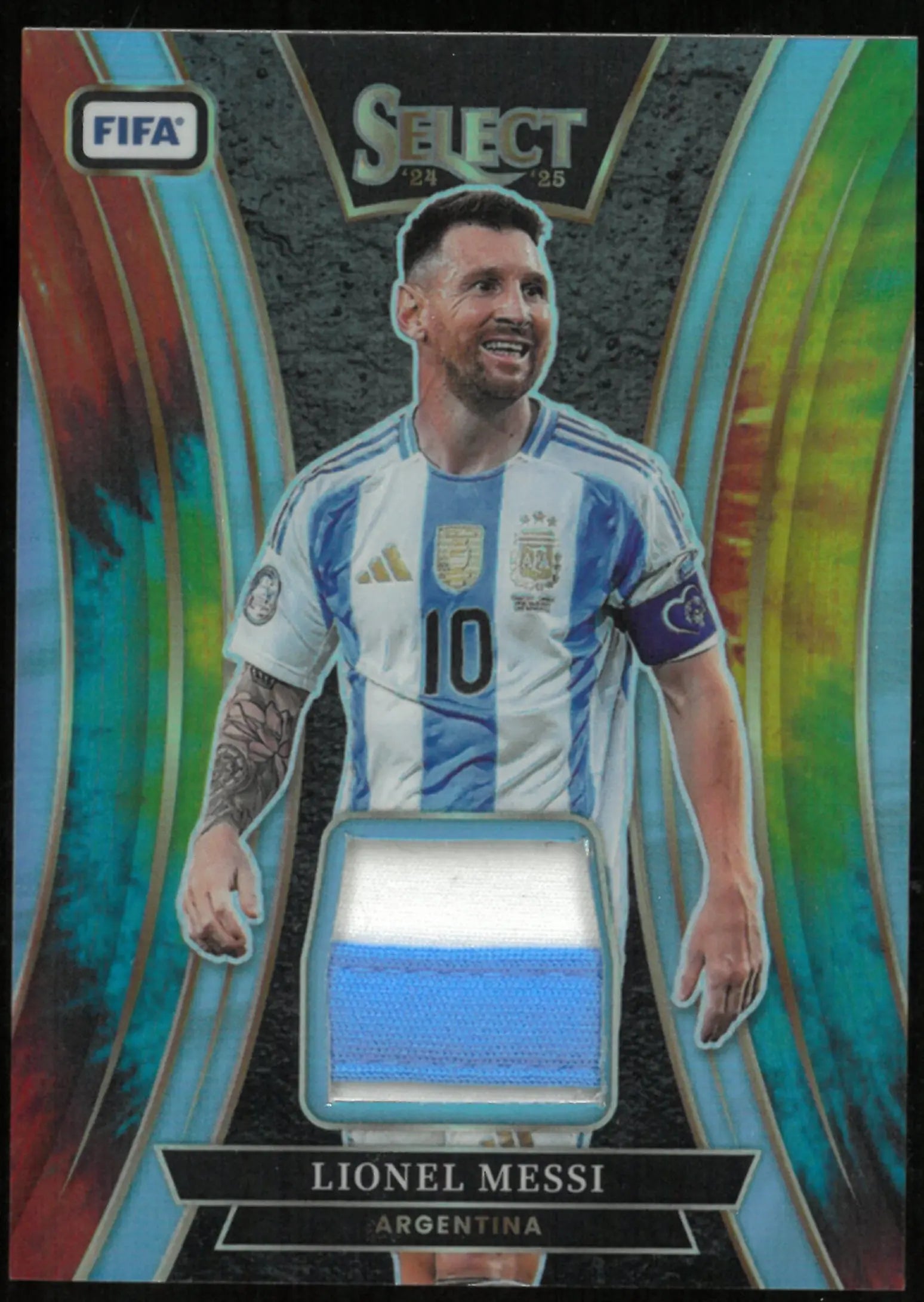 2024-25 Panini Select FIFA Soccer Lionel Messi Tie-Dye Prizm Patch /25 