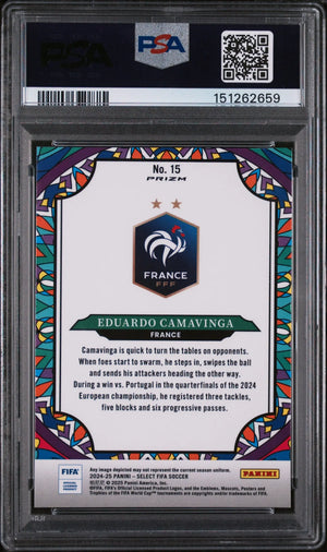 2024-25 Panini Select FIFA Stained Glass Eduardo Camavinga PSA 9 