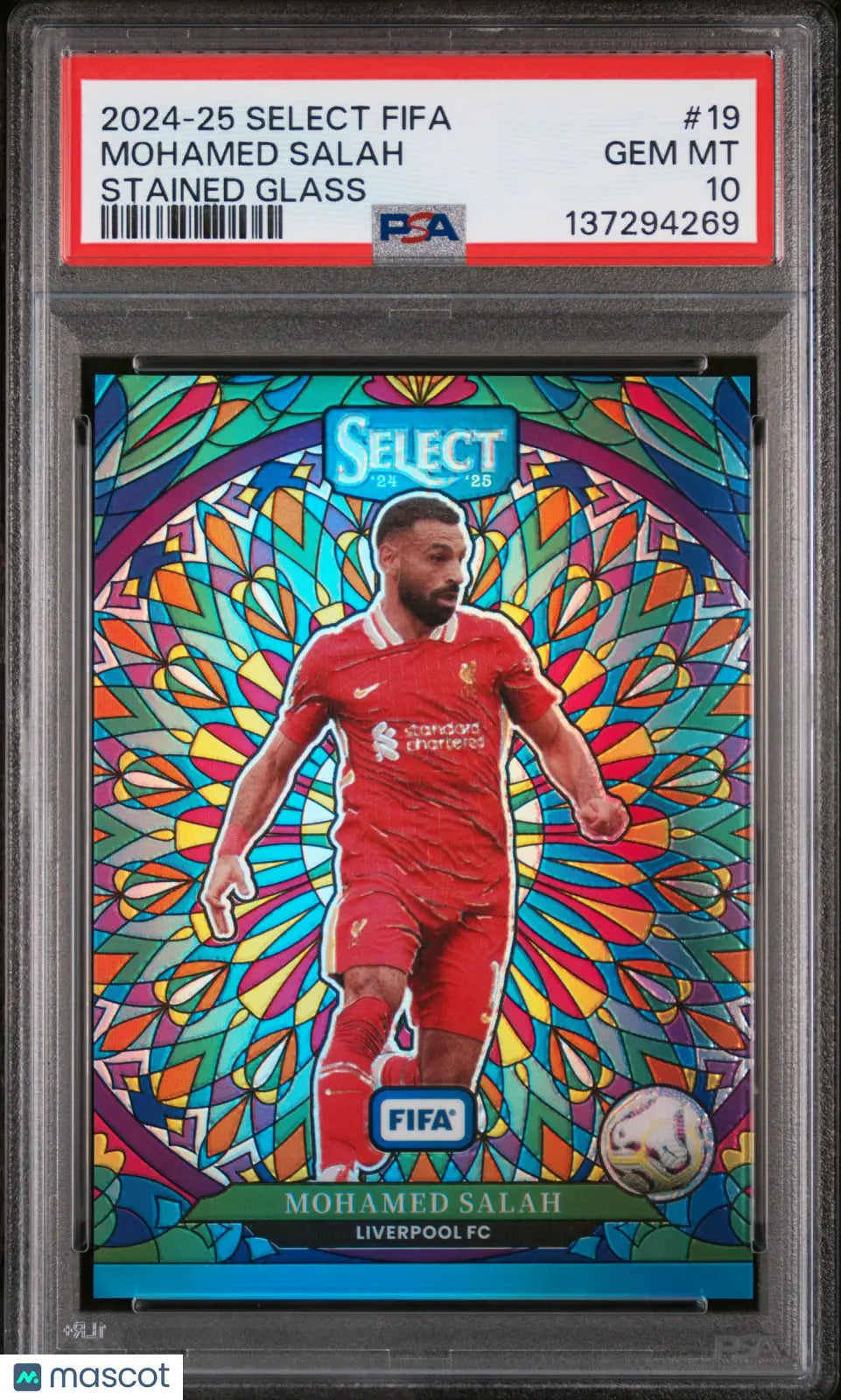 2024-25 Panini Select FIFA Stained Glass Mohamed Salah #19 PSA 10 