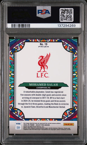 2024-25 Panini Select FIFA Stained Glass Mohamed Salah #19 PSA 10 