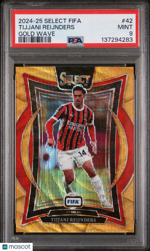 2024-25 Panini Select FIFA Terrace Gold Wave Prizm Tijjani Reijnders #42 PSA 9 