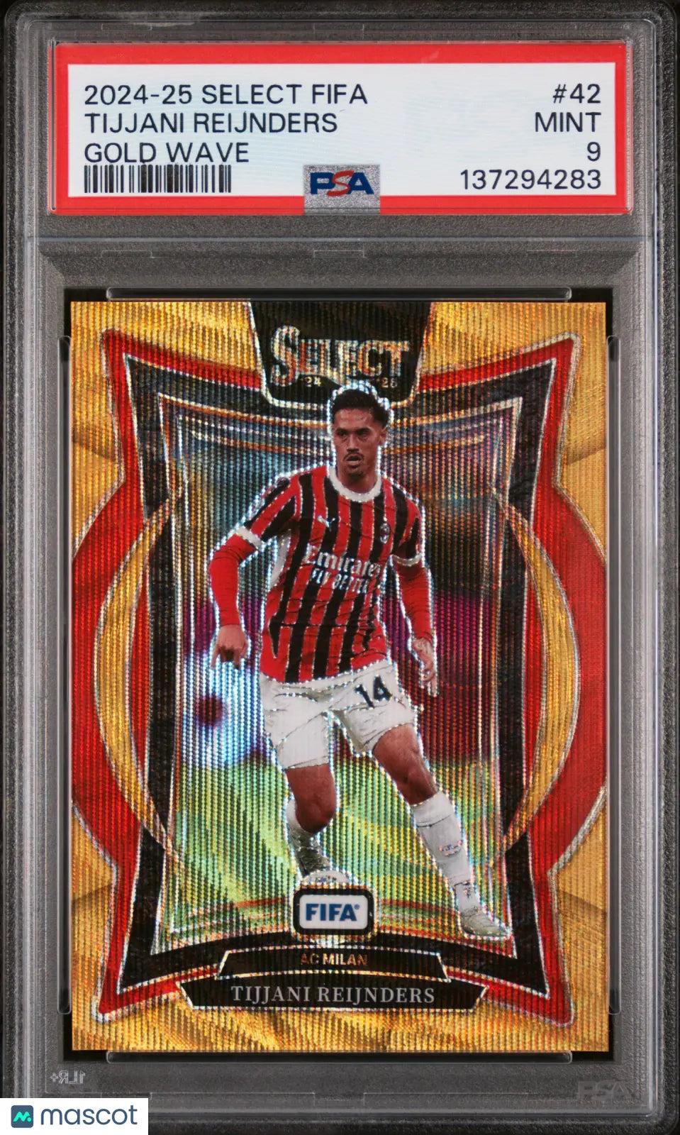 2024-25 Panini Select FIFA Terrace Gold Wave Prizm Tijjani Reijnders #42 PSA 9 