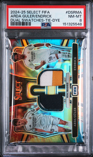 2024-25 Panini Select FIFA Tie Dye Dual Swatches Endrick Arda Guler /25 PSA 8 
