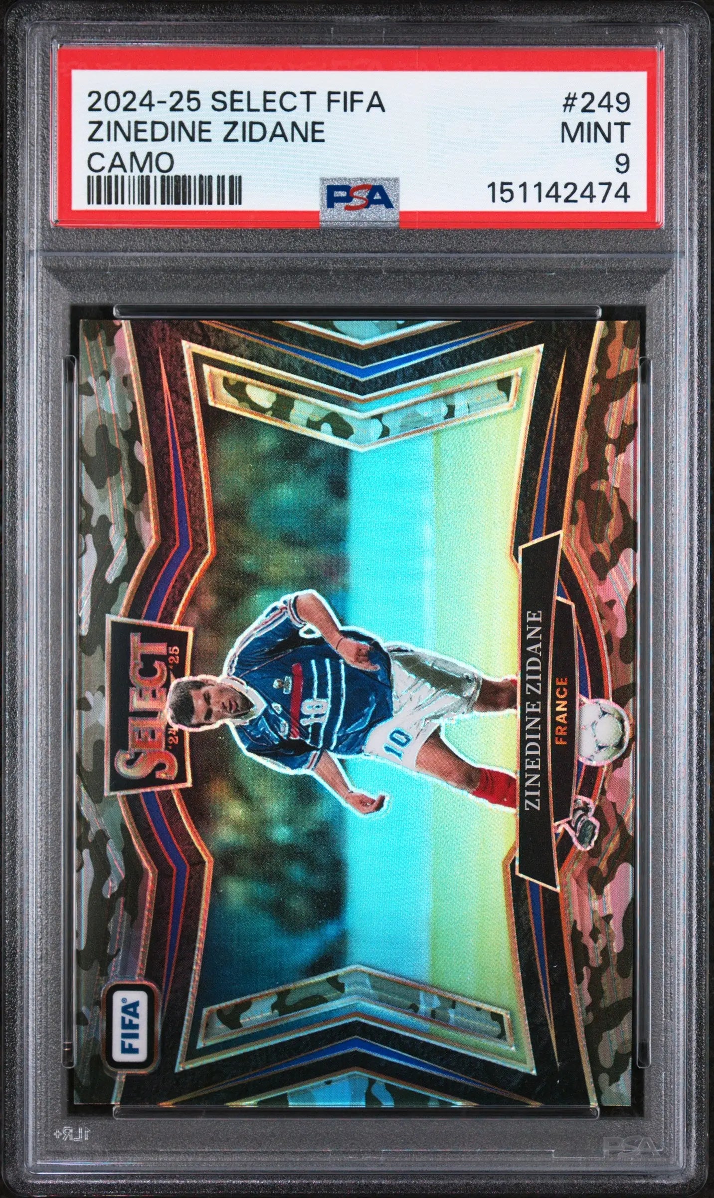 2024-25 Panini Select FIFA Zinedine Zidane Camo /135 PSA 9 