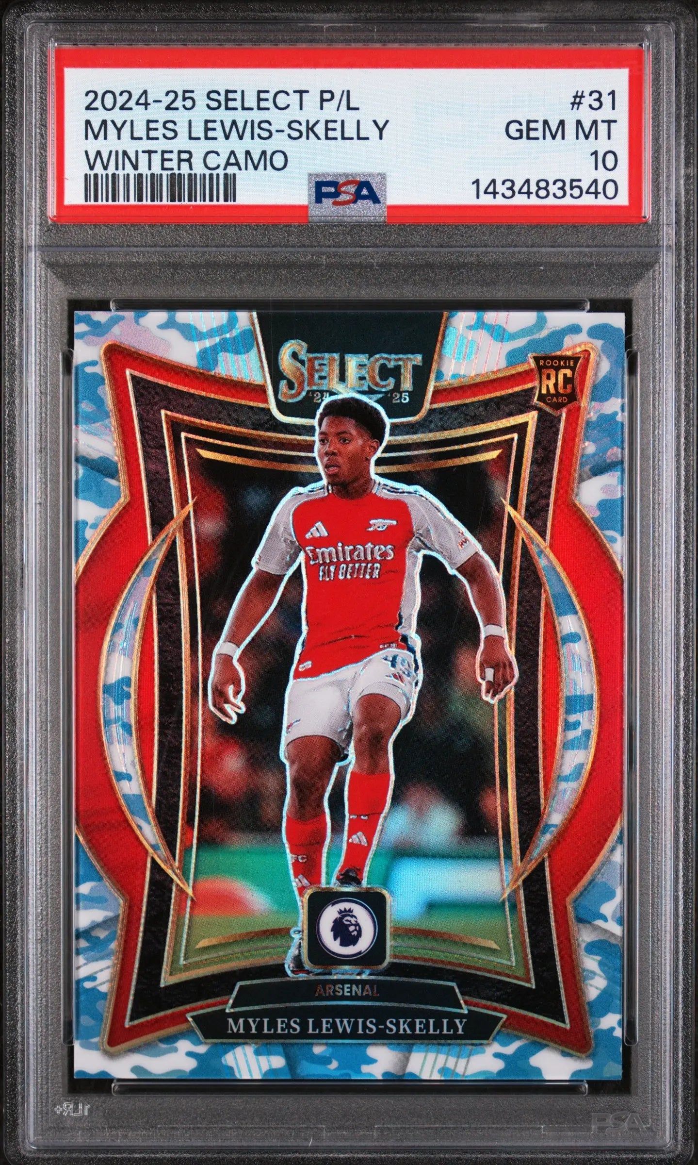 2024-25 Panini Select PL Myles Lewis-Skelly RC Rookie Winter Camo PSA 10 /49 