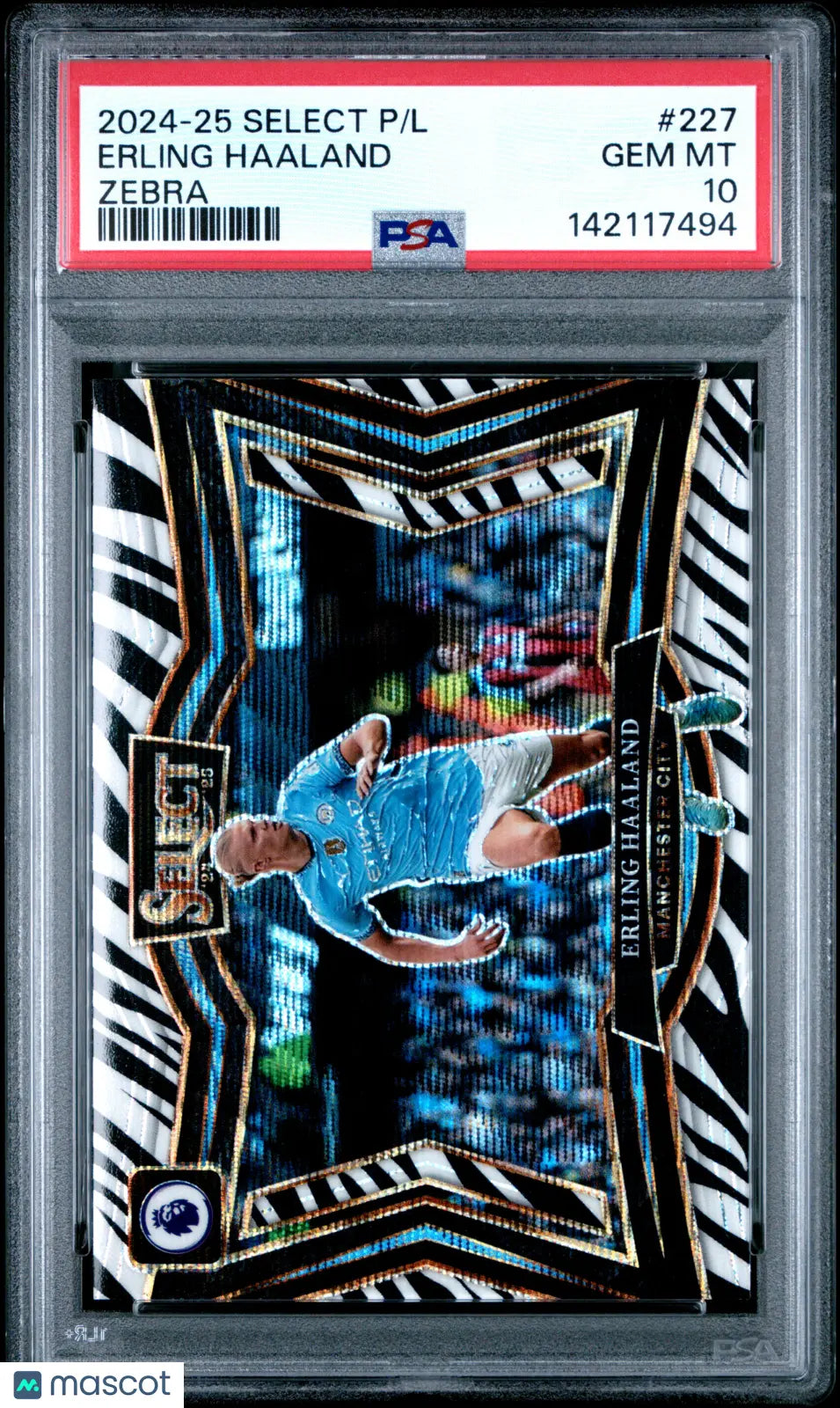 2024-25 Panini Select Premier League Erling Haaland #227 Zebra PSA 10 