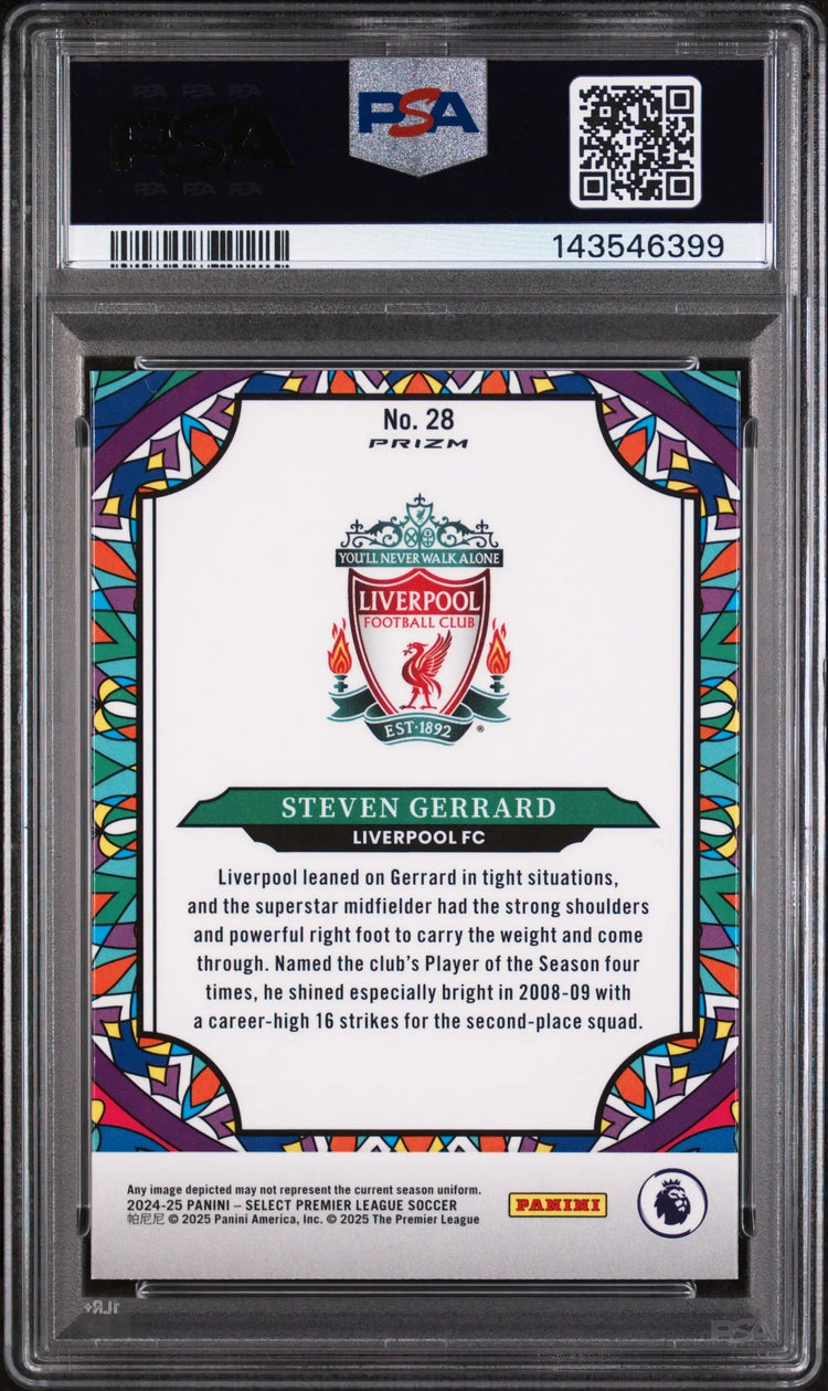 2024-25 Panini Select Premier League Stained Glass Steven Gerrard  PSA 9 
