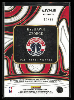 2024-25 Panini Select Rookie Patch Autograph Kyshawn George Auto /49 RC 