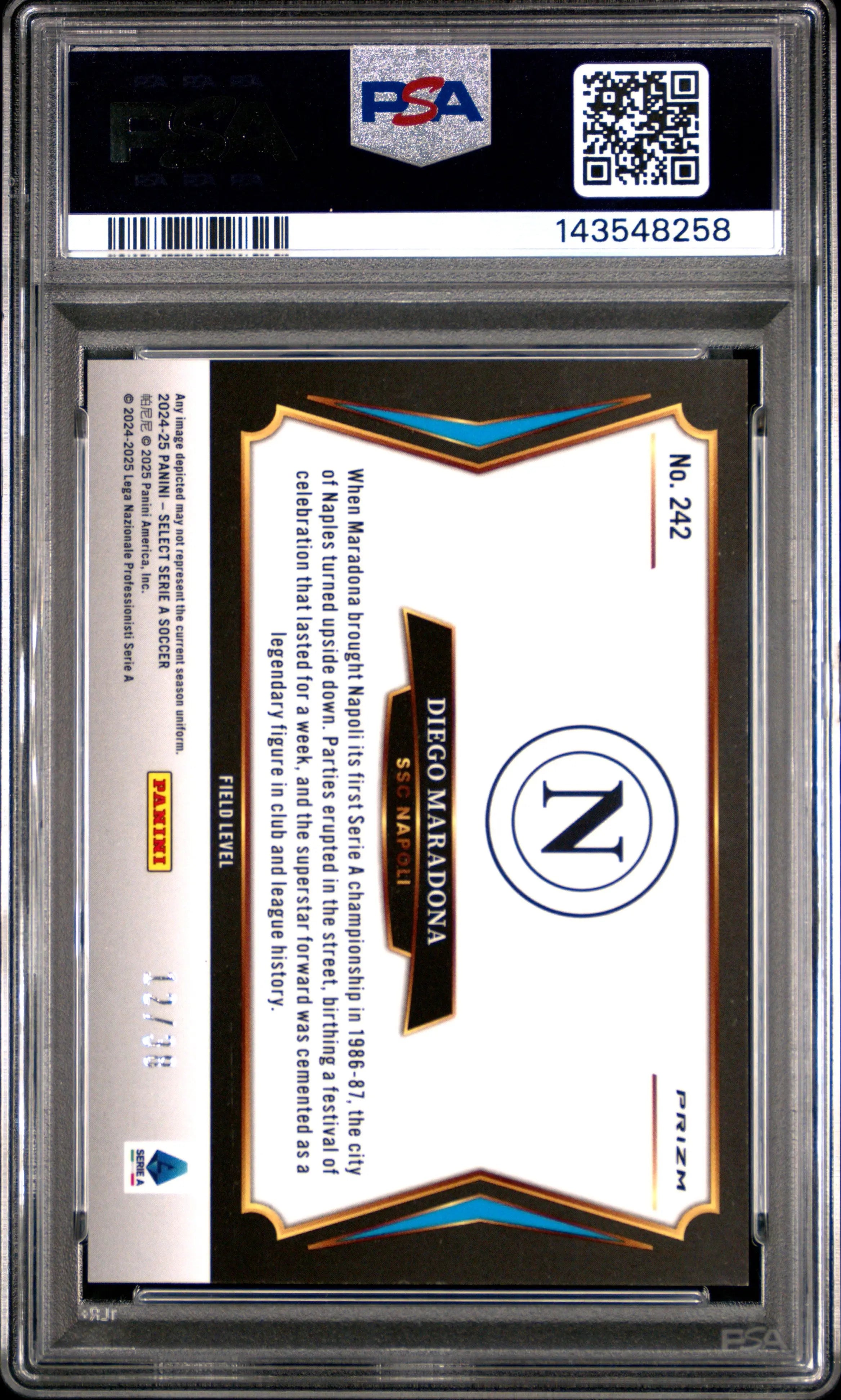 2024-25 Panini Select Serie A Diego Maradona #242 Red Wave PSA 10 