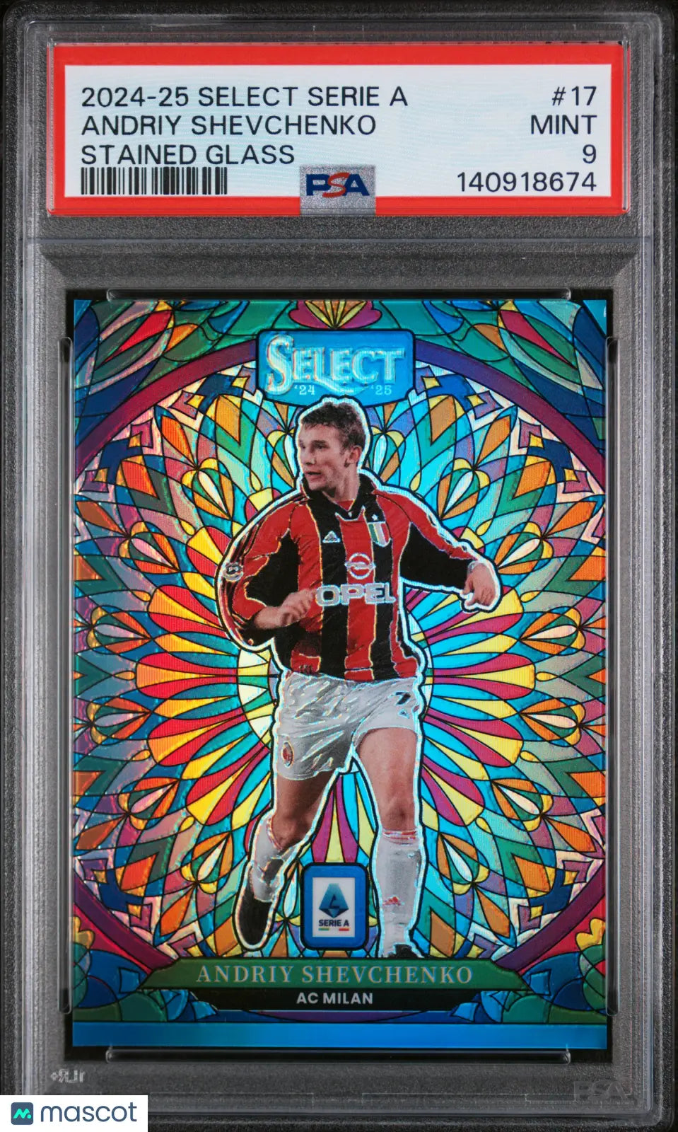 2024-25 Panini Select Serie A Stained Glass Andriy Shevchenko #17 PSA 9 