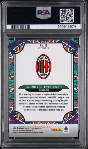 2024-25 Panini Select Serie A Stained Glass Andriy Shevchenko #17 PSA 9 