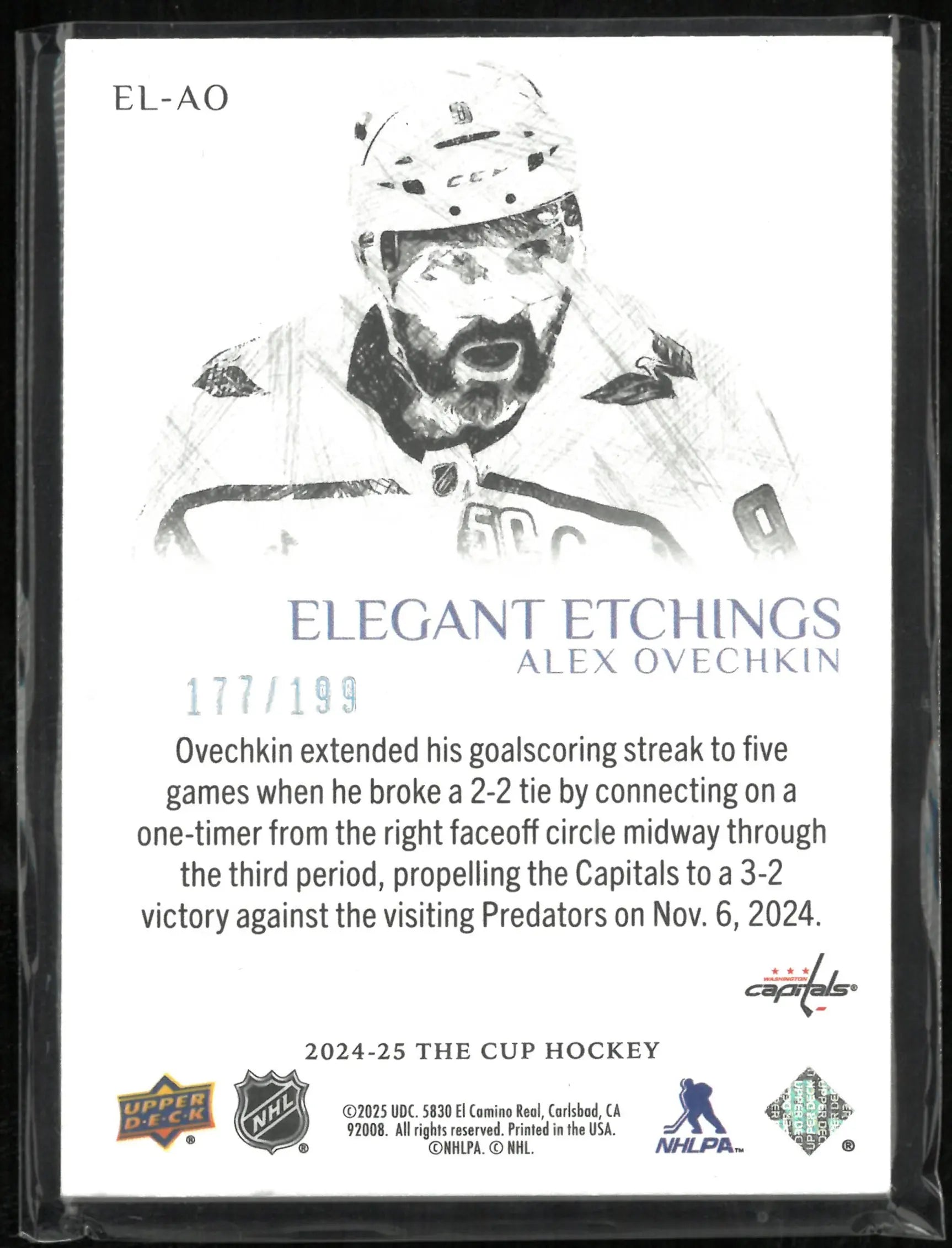 2024-25 The Cup Hockey Elegant Etchings Alex Ovechkin /199 