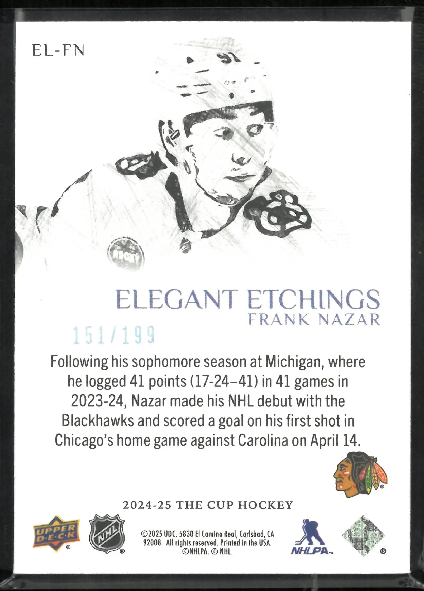 2024-25 The Cup Hockey Elegant Etchings Frank Nazar /199 