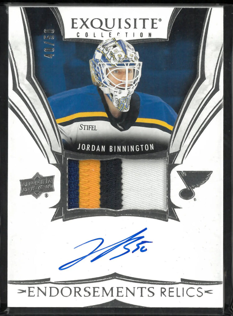 2024-25 The Cup Hockey Exquisite Collection Endorsements Patch Auto Jordan Binnington /50 