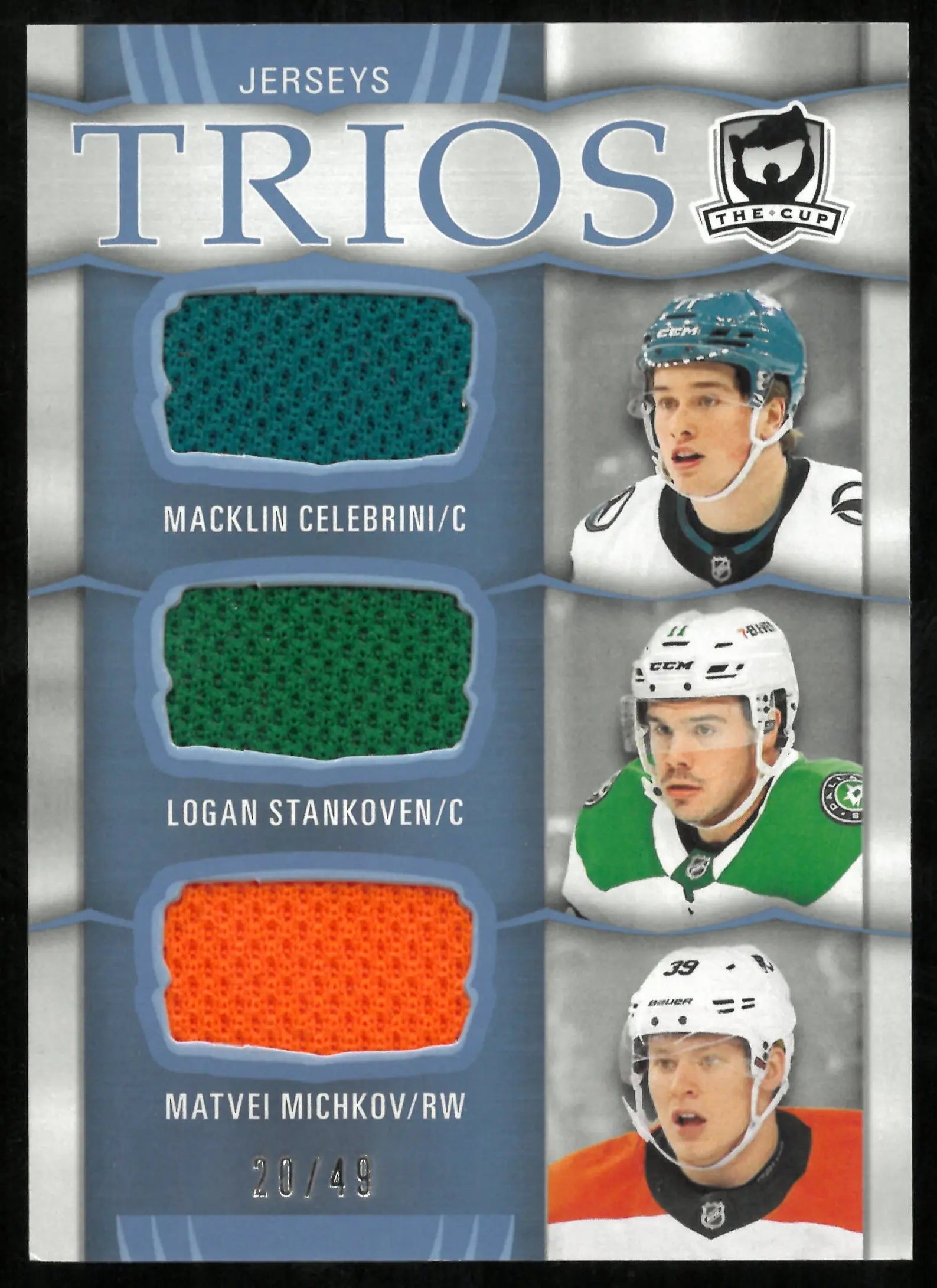 2024-25 The Cup Hockey Jersey Trios Celebrini Stankoven Michkov /49 