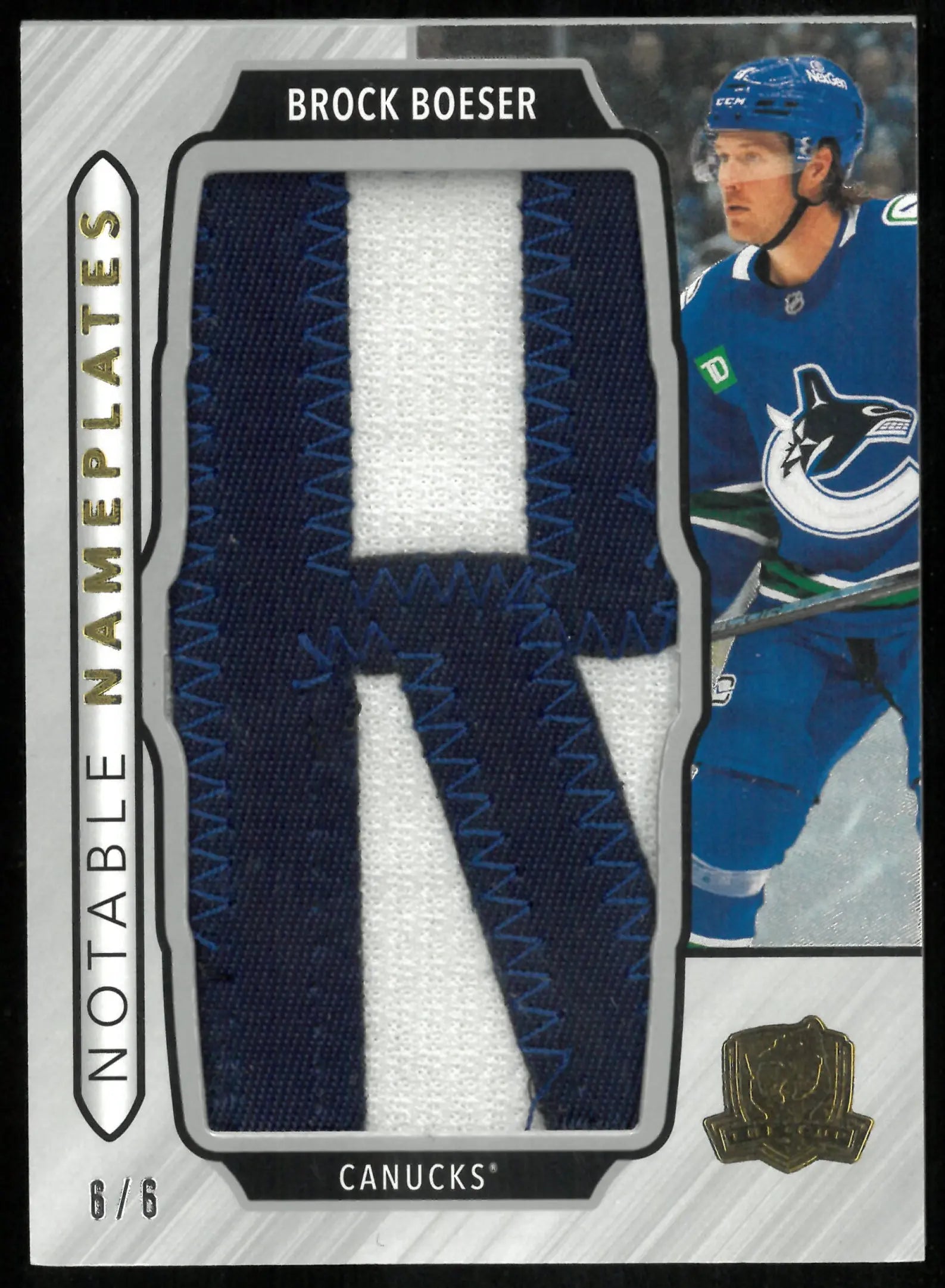 2024-25 The Cup Hockey Notable Nameplates Brock Boeser /6 
