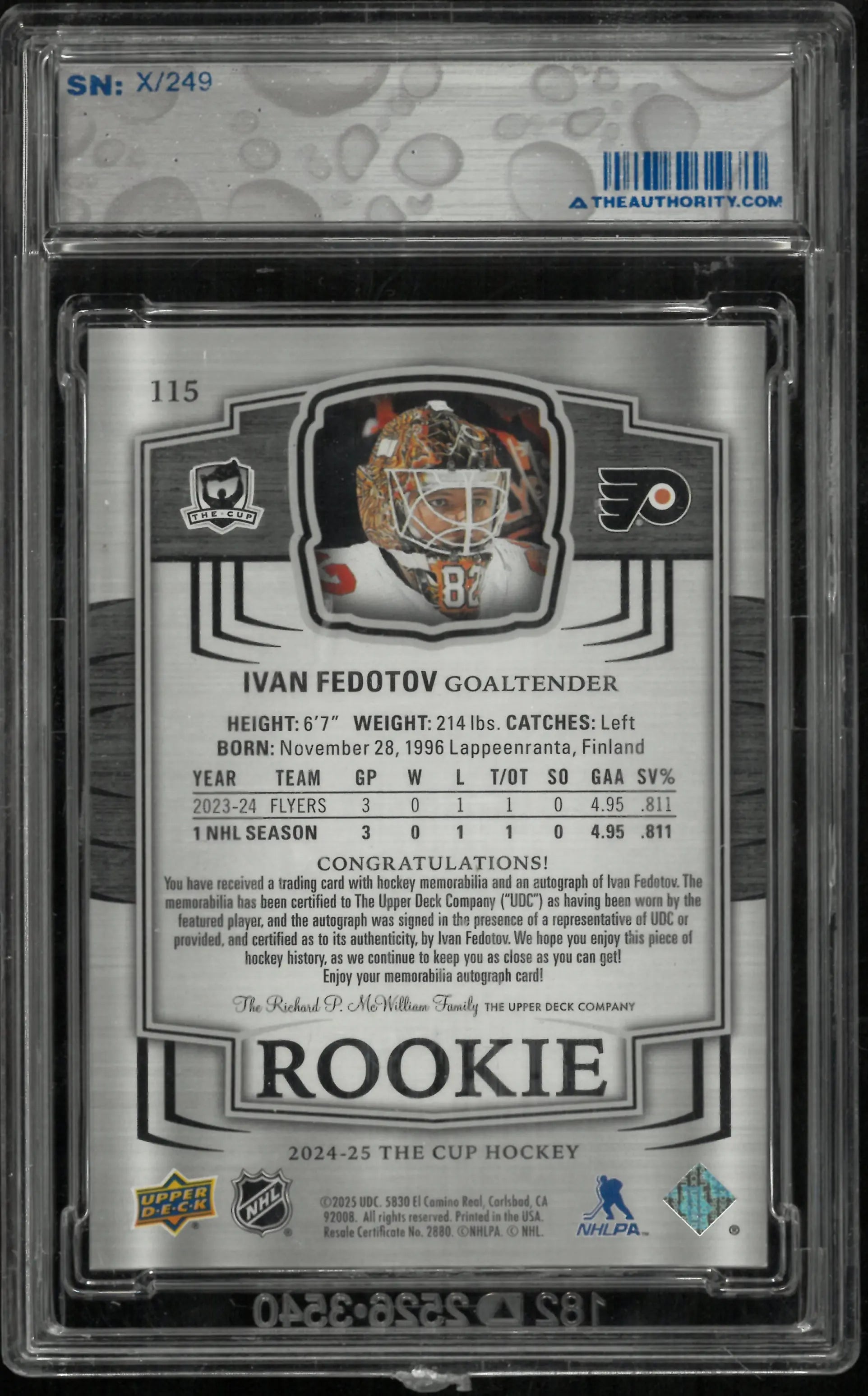 2024-25 The Cup Hockey Rookie Auto Patch Ivan Fedotov /249 