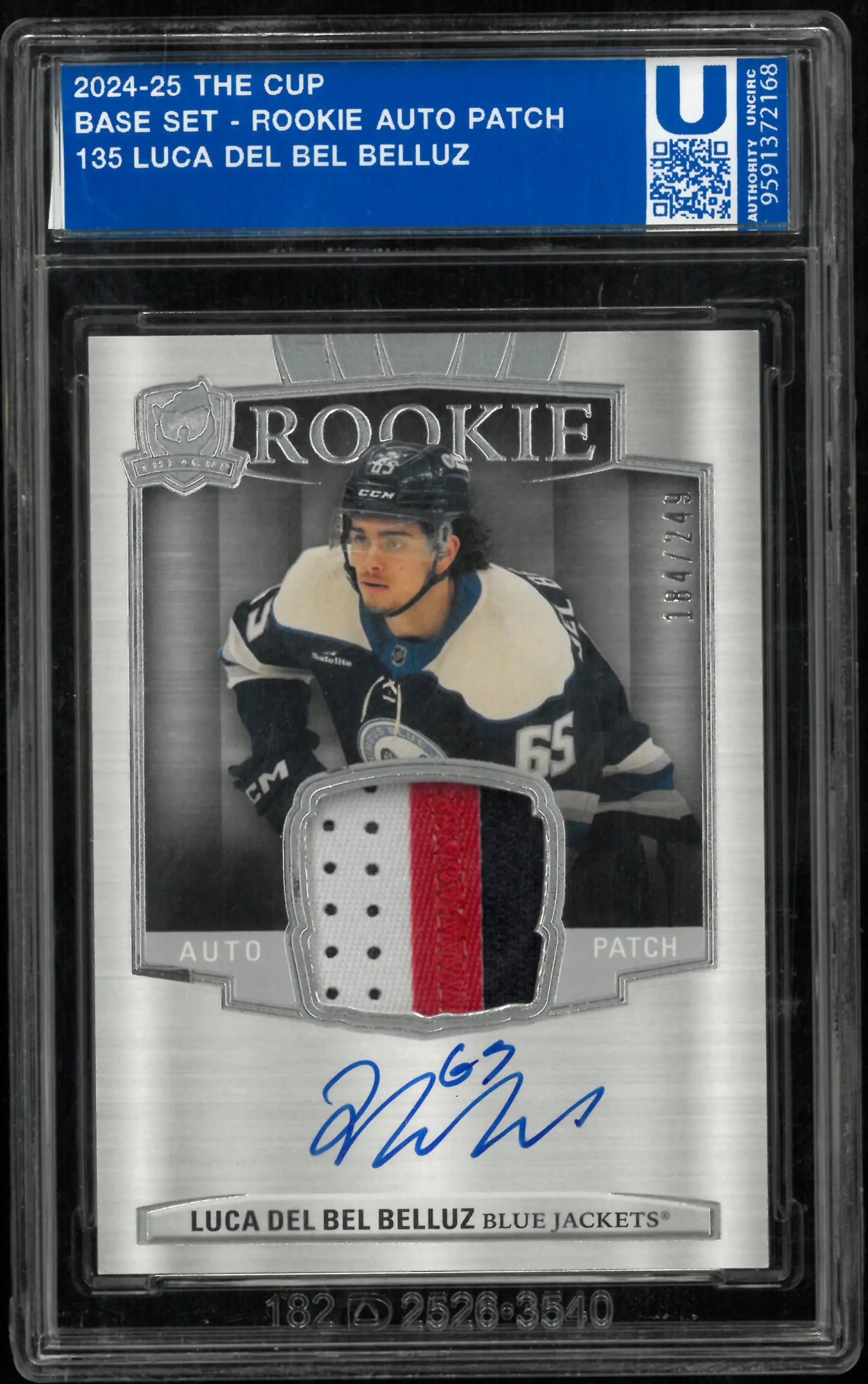 2024-25 The Cup Hockey Rookie Auto Patch Luca Del Bel Belluz /249 