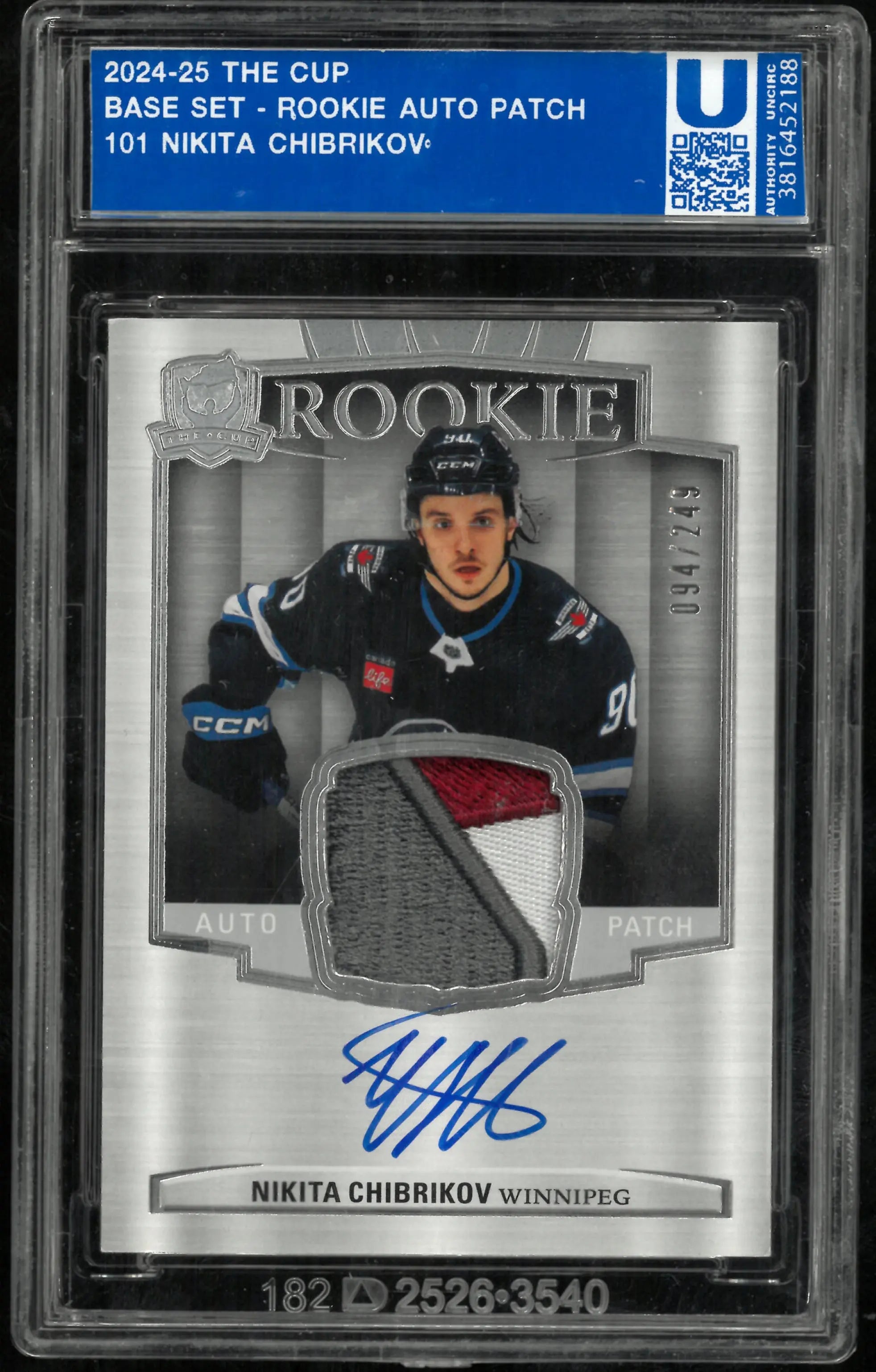 2024-25 The Cup Hockey Rookie Auto Patch Nikita Chibrikov /249 